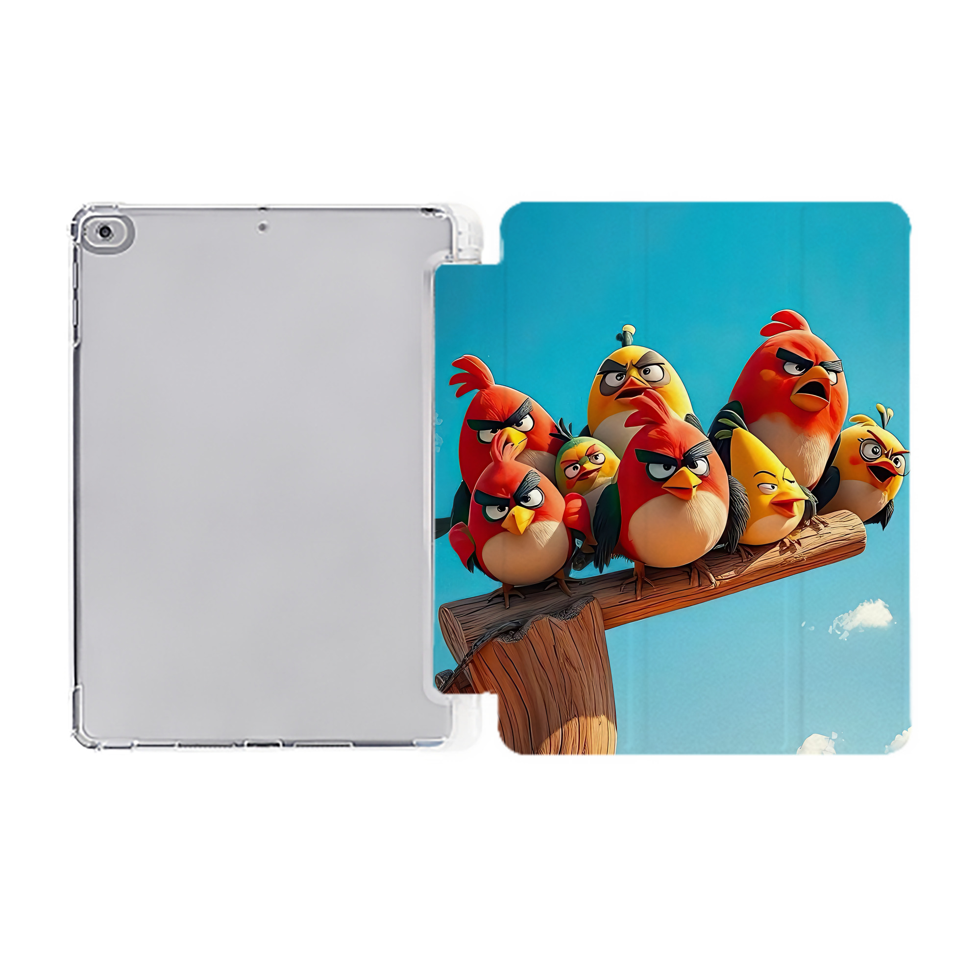 （画像用） Angry Birds アングリーバード IPad ケース ペン収納付き 三つ折りスタンド PUレザー×シリコン 対応機種9.5/10.5/10.9インチ